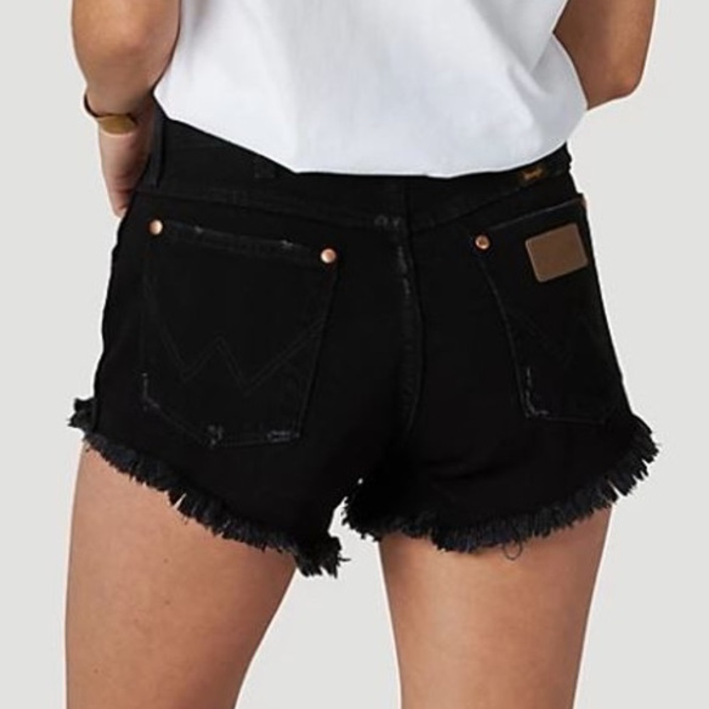 Wrangler Womens Black Reworked Shorts High Rise